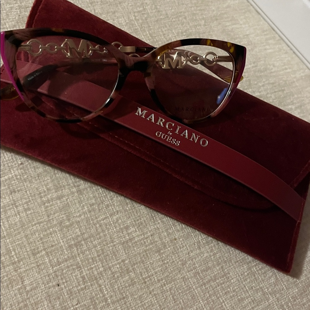 Marciano Tortoise Cat-Eye Glasses with Pink and Gold Accents by Guess - Picture 3 of 16